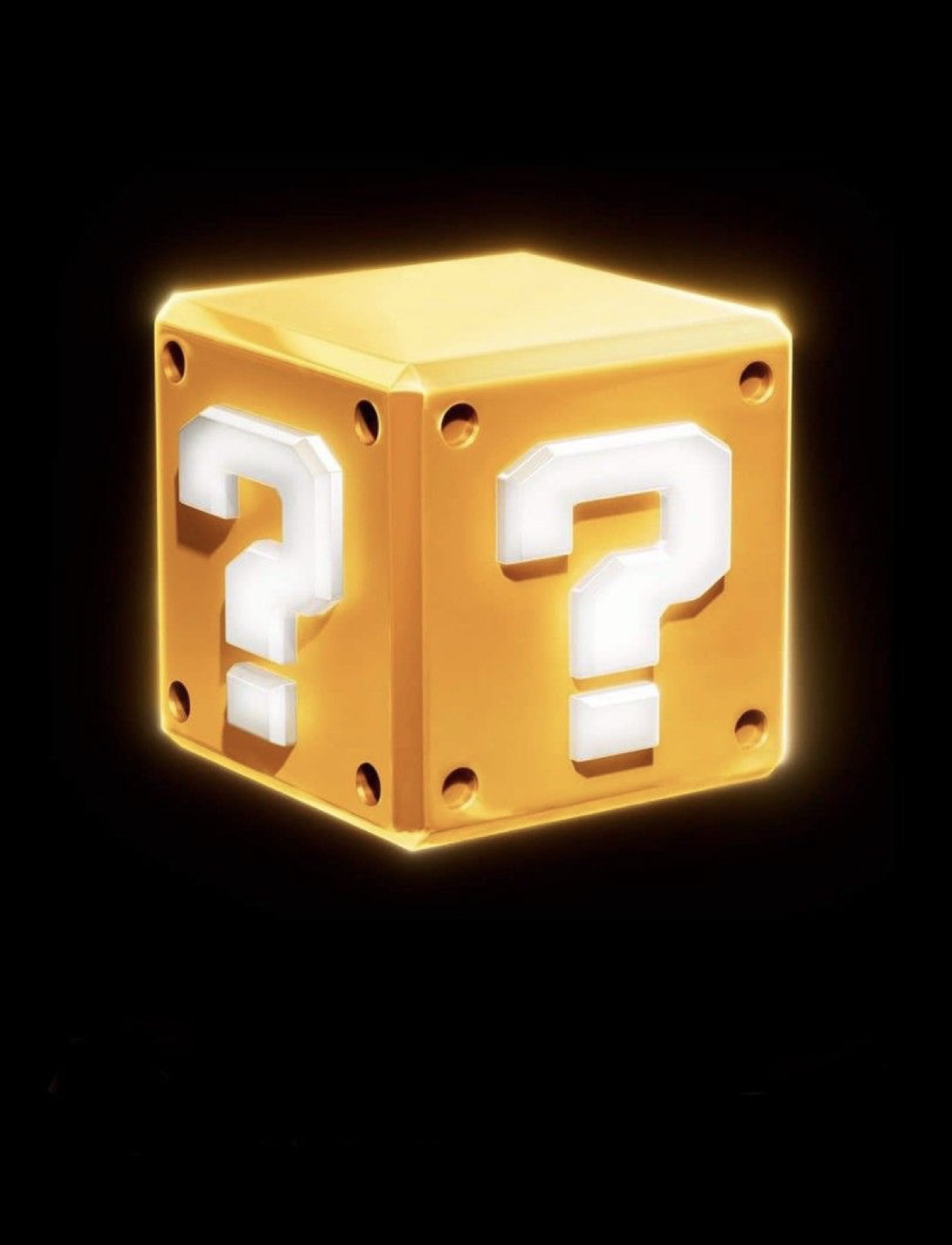 Žiariaci zlatý mystery box s otáznikmi
